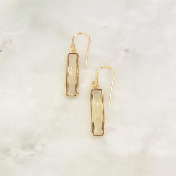 Lemon Quartz Single Drop Hook Earrings