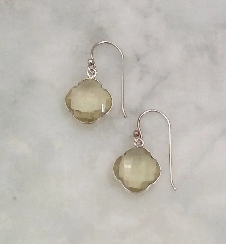 Lemon Quartz Single Drop Hook Earrings