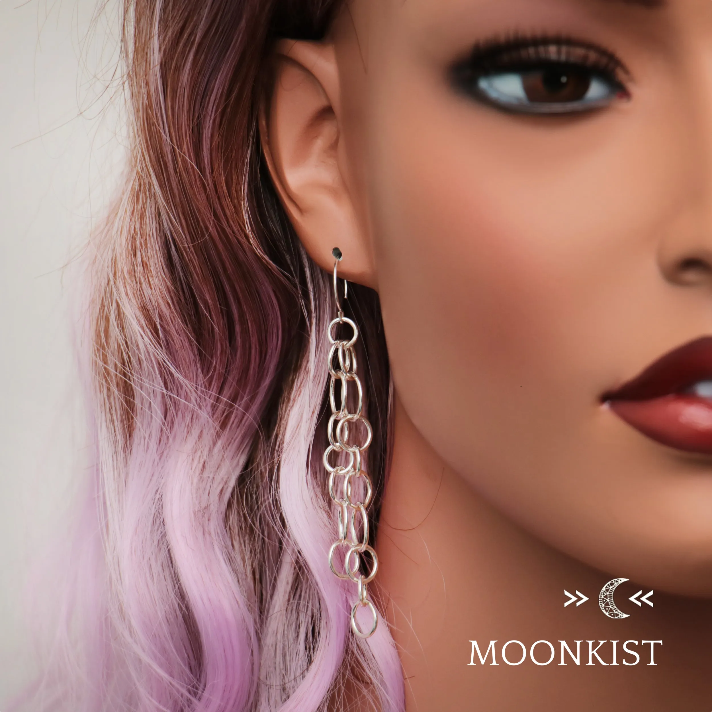 Long Sterling Silver Chain Earrings  | Moonkist Designs