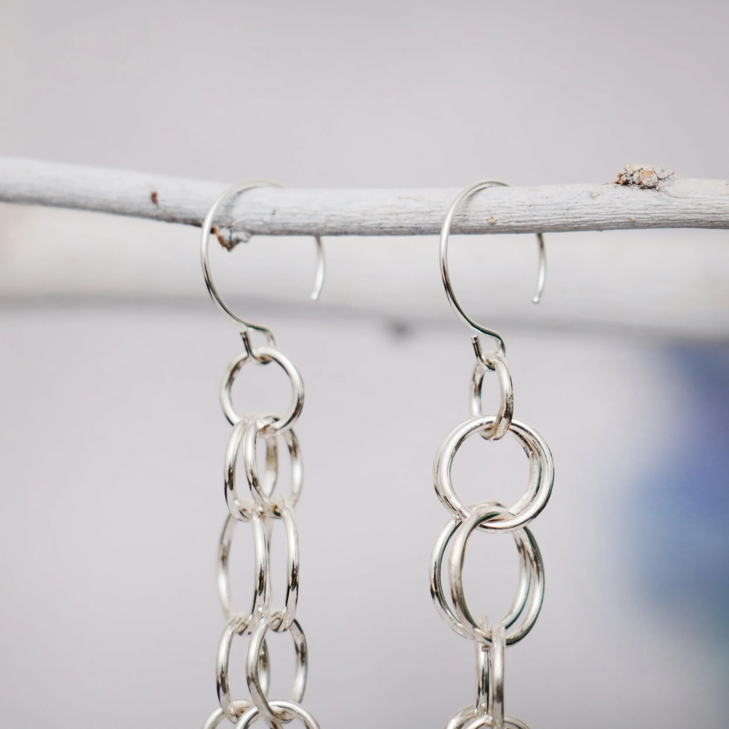 Long Sterling Silver Chain Earrings  | Moonkist Designs