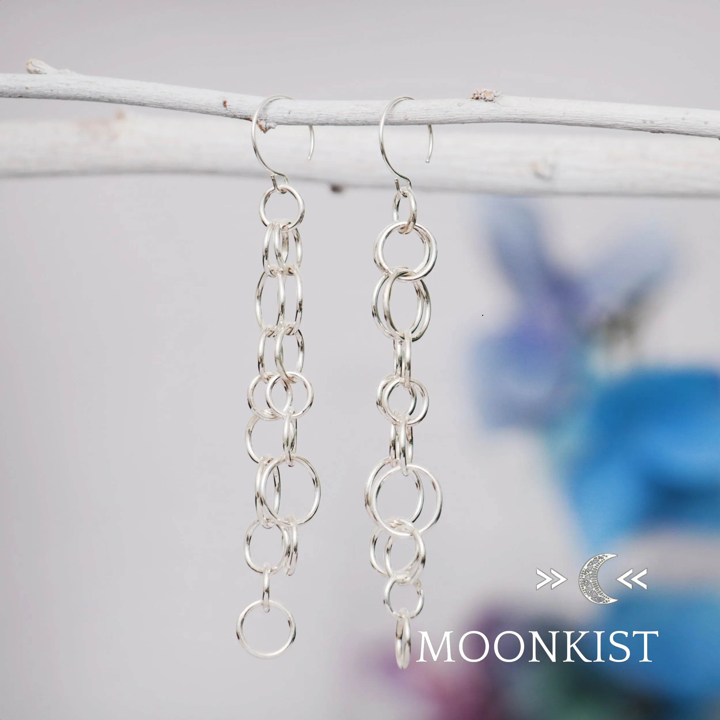 Long Sterling Silver Chain Earrings  | Moonkist Designs