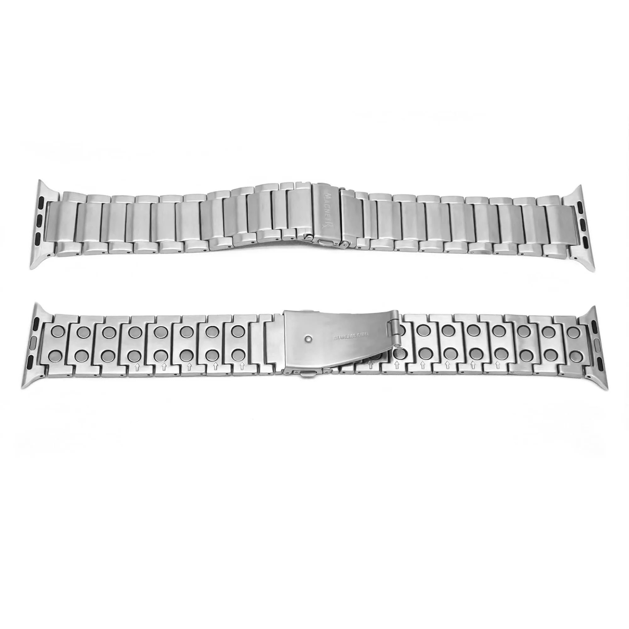 Magnetic Therapy Apple Watch Band Silver Stainless Steel