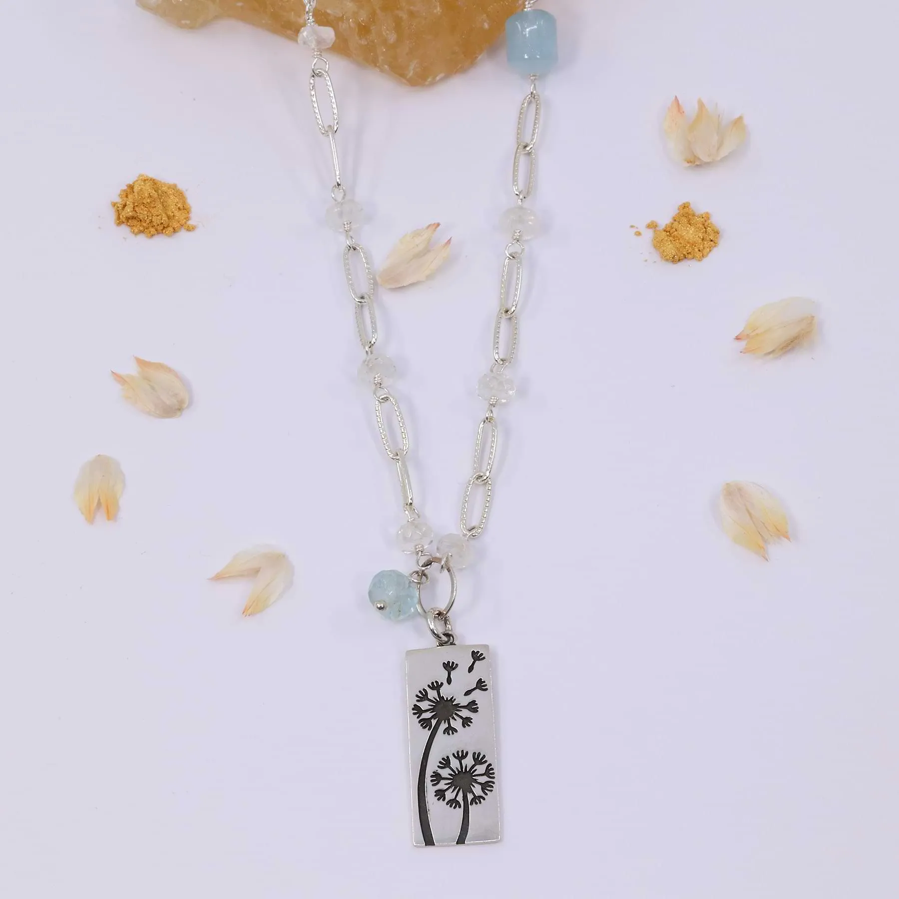 Majestic Dandelions - Sterling Silver Dandelion Necklace