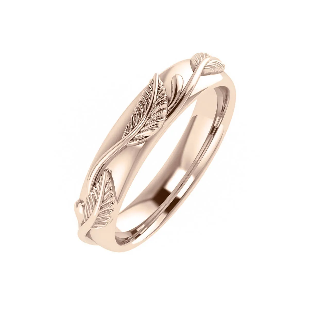 Man wedding band, matching leaf ring / Azalea