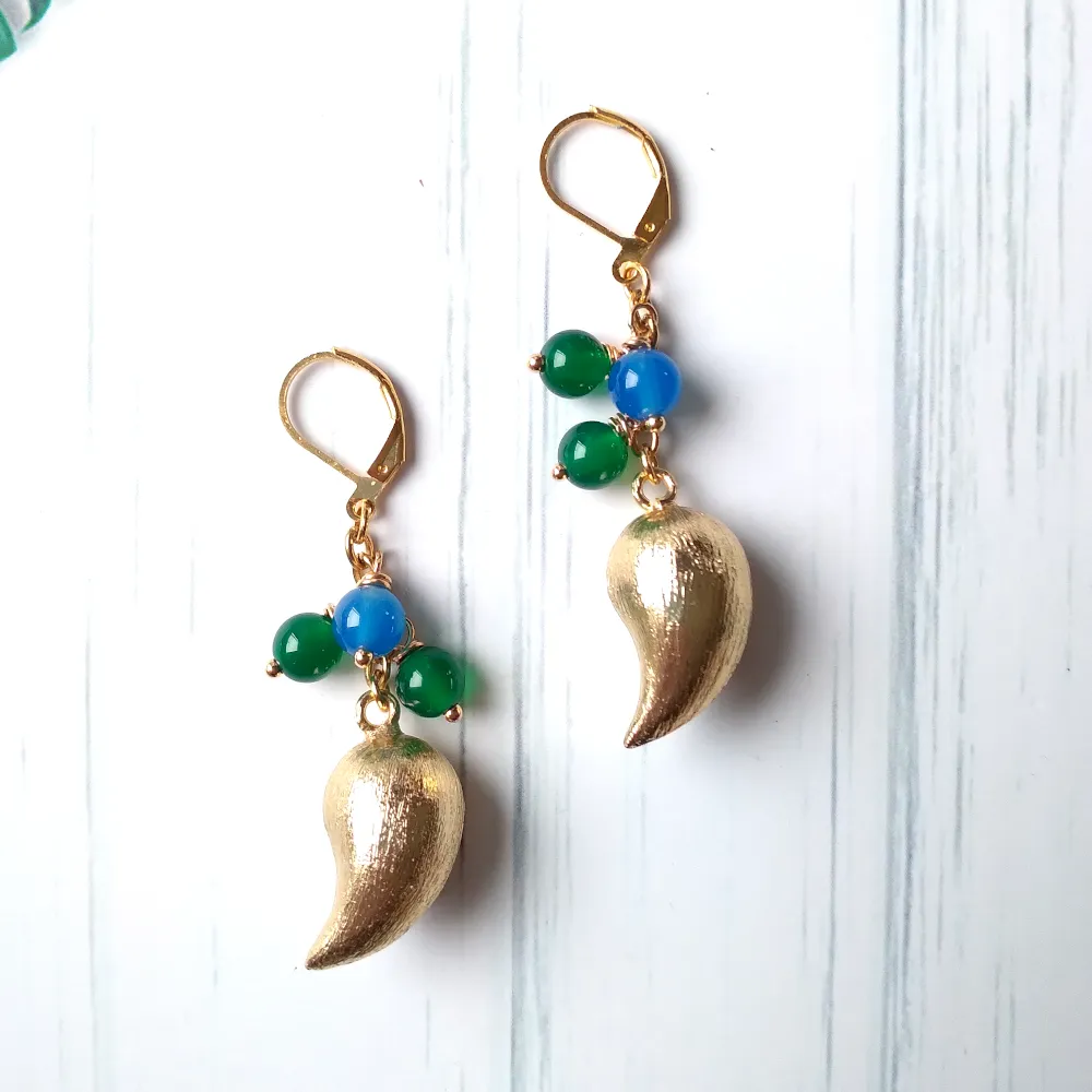 Mangga with Blue and Greeen Quartz Hoop Earrings