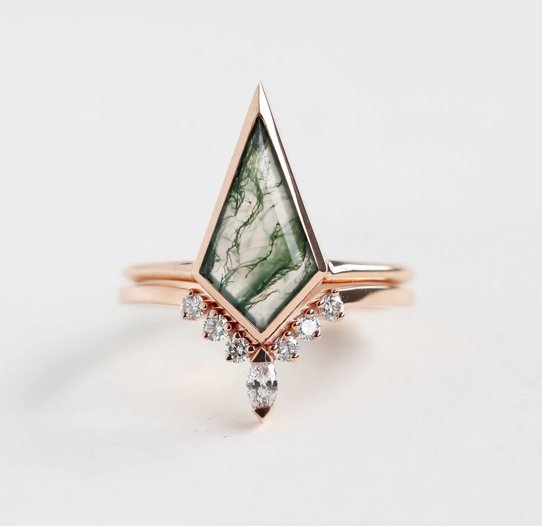 Maria Kite Moss Agate Ring Set