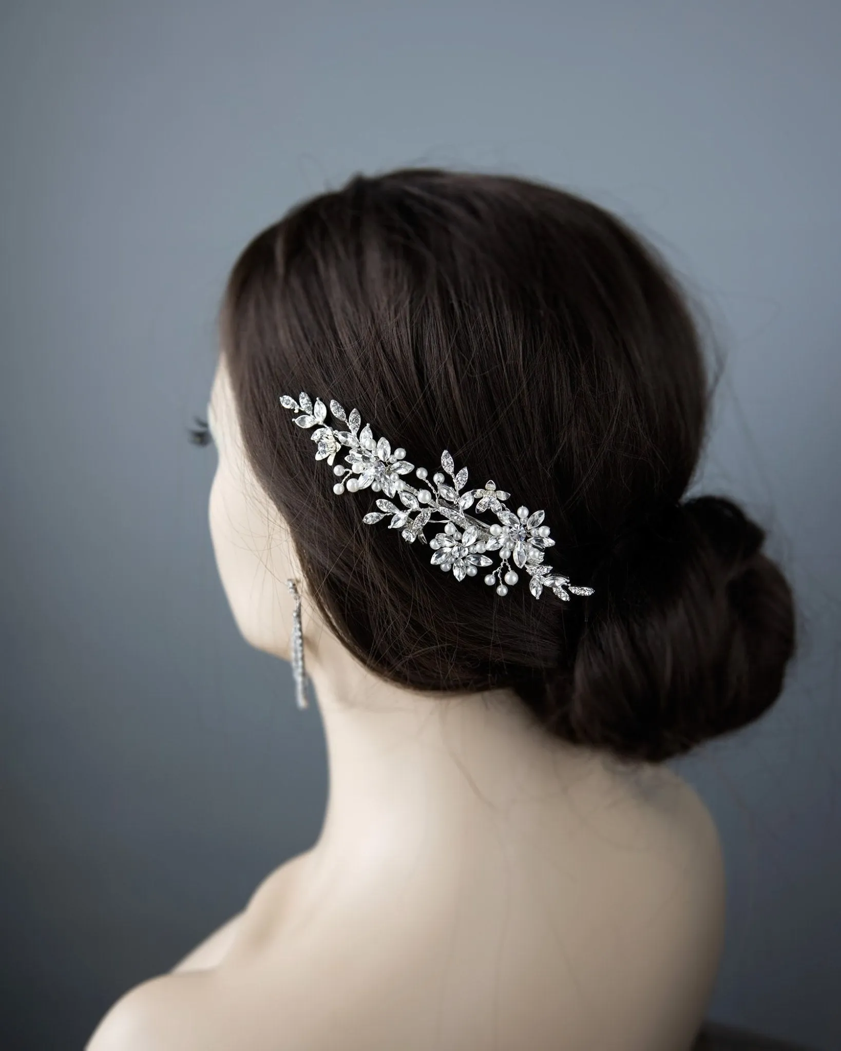 Marquise Flower and Pearl Hair Clip