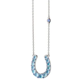 Monica Rich Kosann The Horseshoe Necklace with Blue Topaz over Mother of Pearl