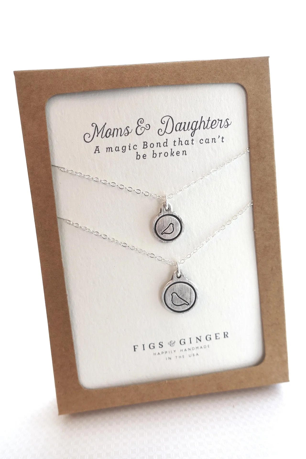 Mother Bird & Baby Bird Charm Necklace Set