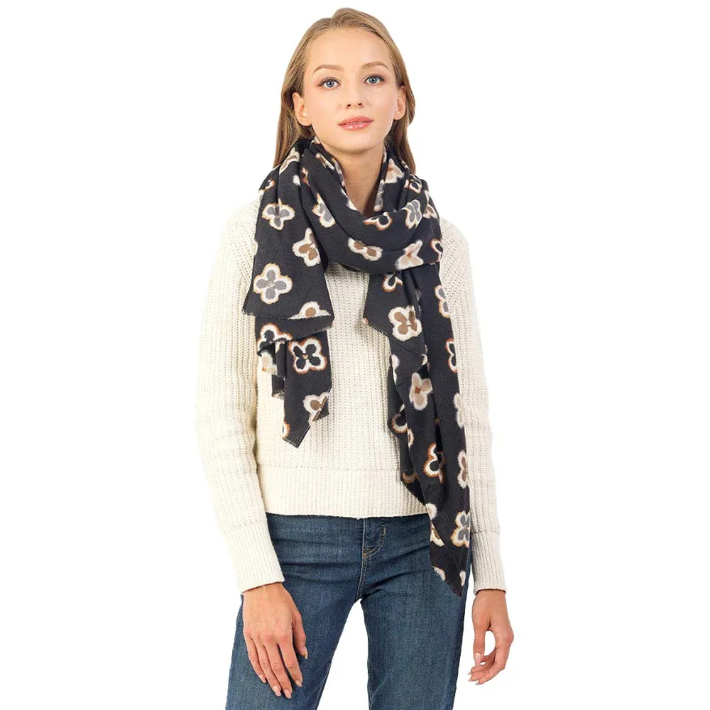 Multi Colored Quatrefoil Printed Oblong Scarf