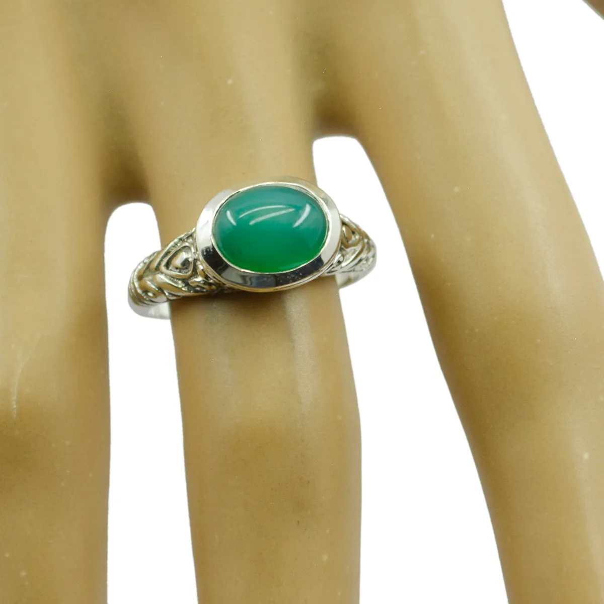 Nice Gem Green Onyx 925 Sterling Silver Ring Jewelry Box For Girlfriend