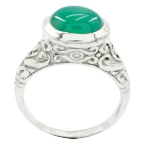 Nice Gem Green Onyx 925 Sterling Silver Ring Jewelry Box For Girlfriend