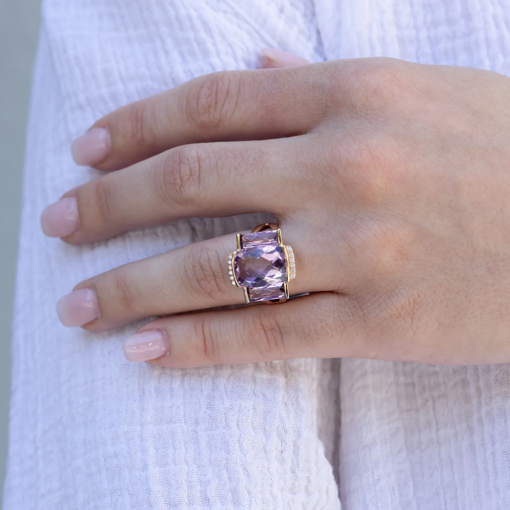 Pink Amethyst Briolette Collection Small Ring