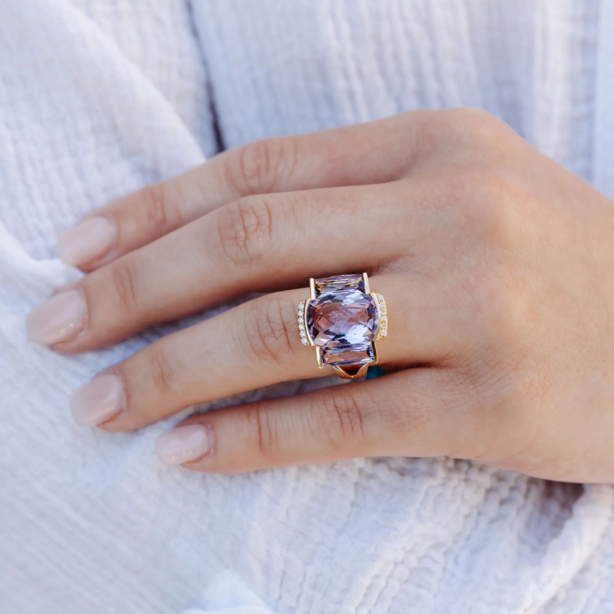 Pink Amethyst Briolette Collection Small Ring