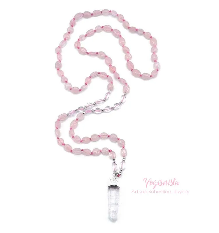 Pink Blush Quartz Pendant Necklace