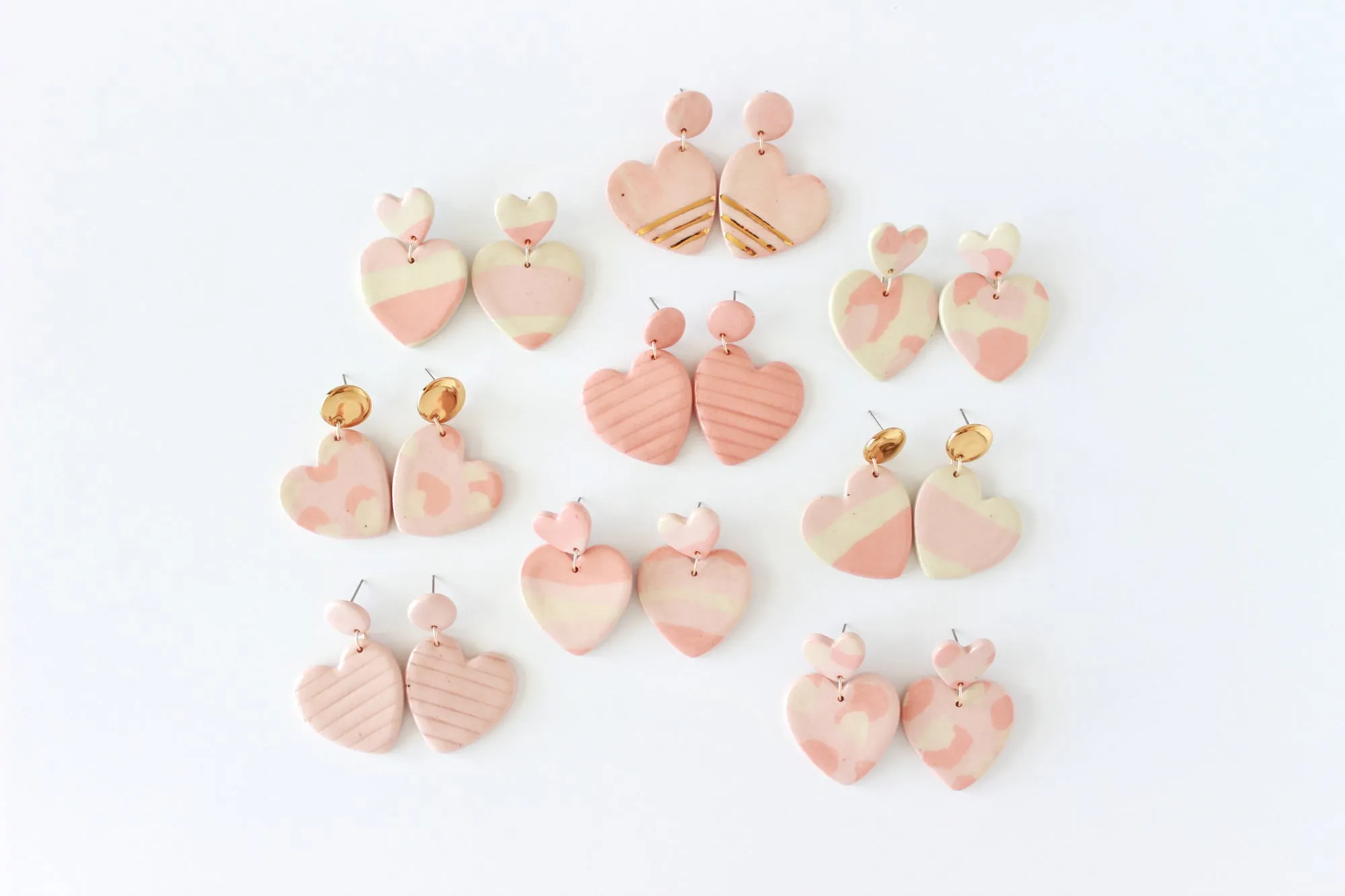 Pink Sideways Heart Statement Earrings