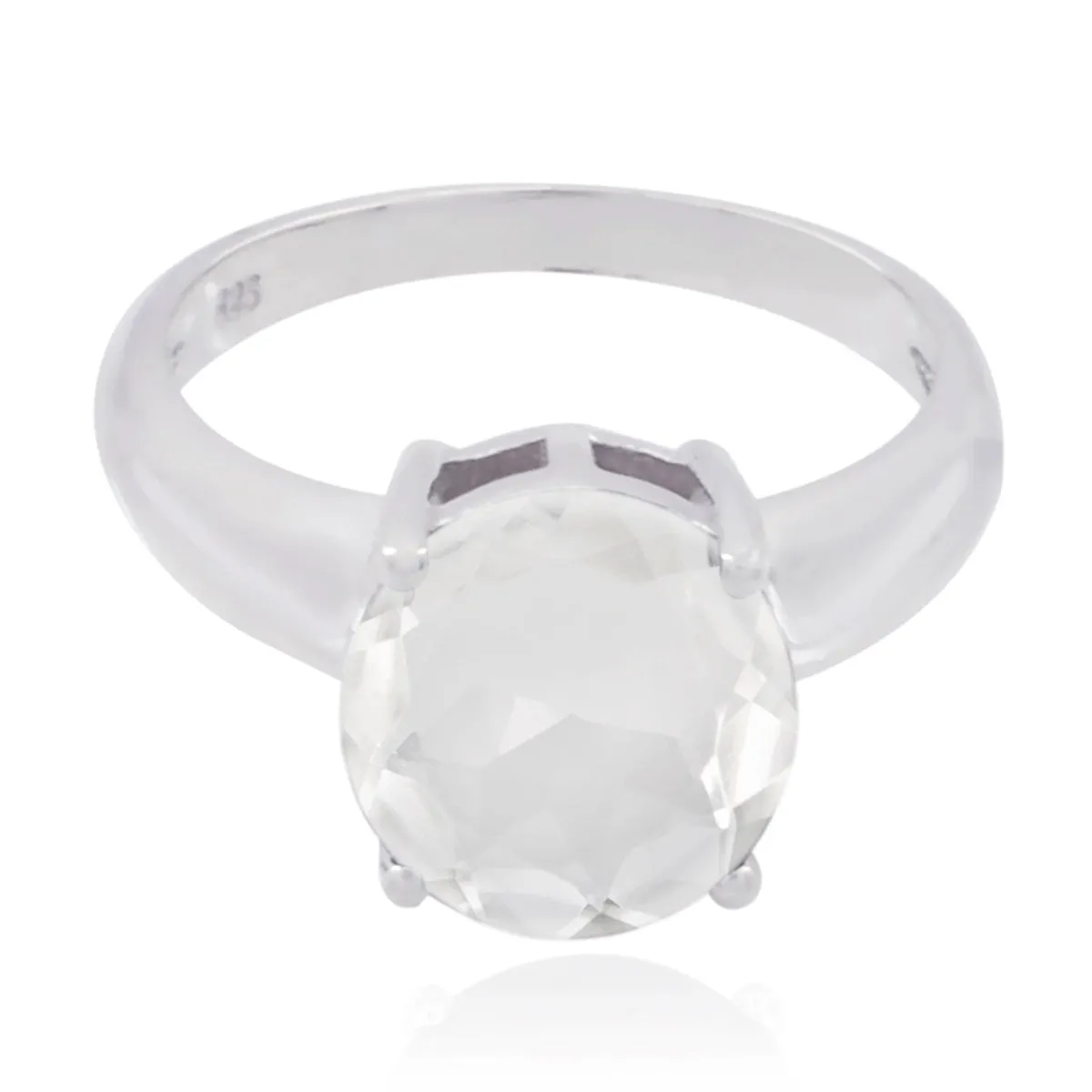 Presentable Gemstone Crystal Quartz Sterling Silver Rings Yoga Jewelry