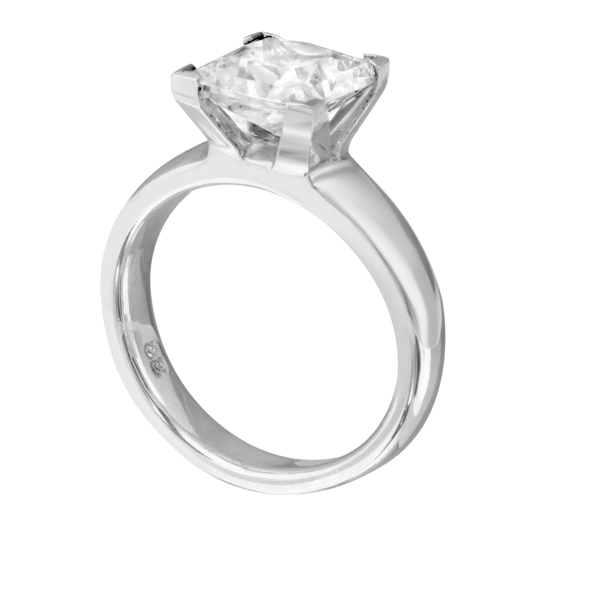 Princess Diamond Solitaire Wide Band Engagement Ring Setting