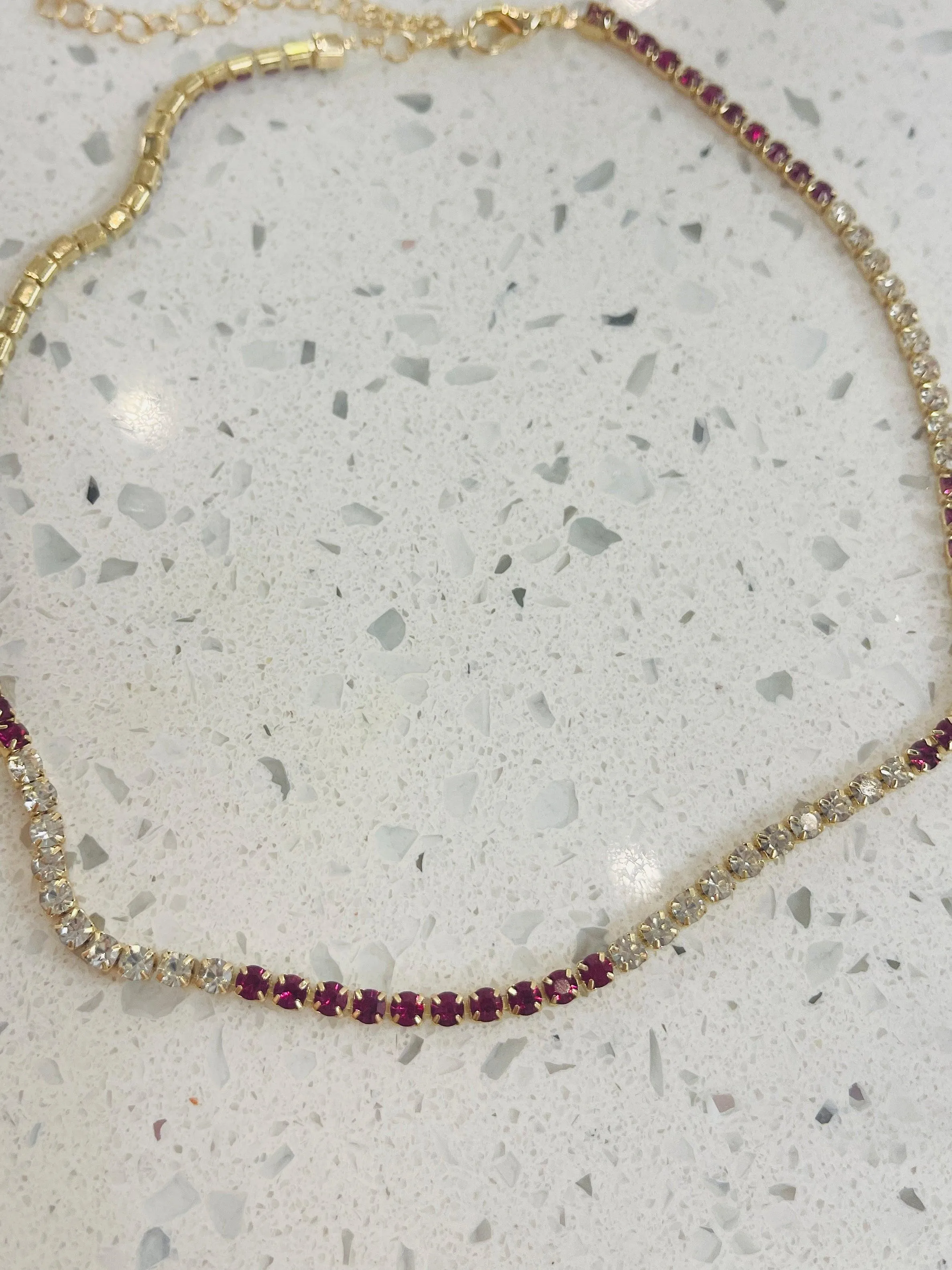 Red & White CZ Choker