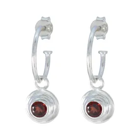 Riyo Arresting 925 Sterling Silver Earring For Lady Garnet Earring Bezel Setting Red Earring Stud Earring