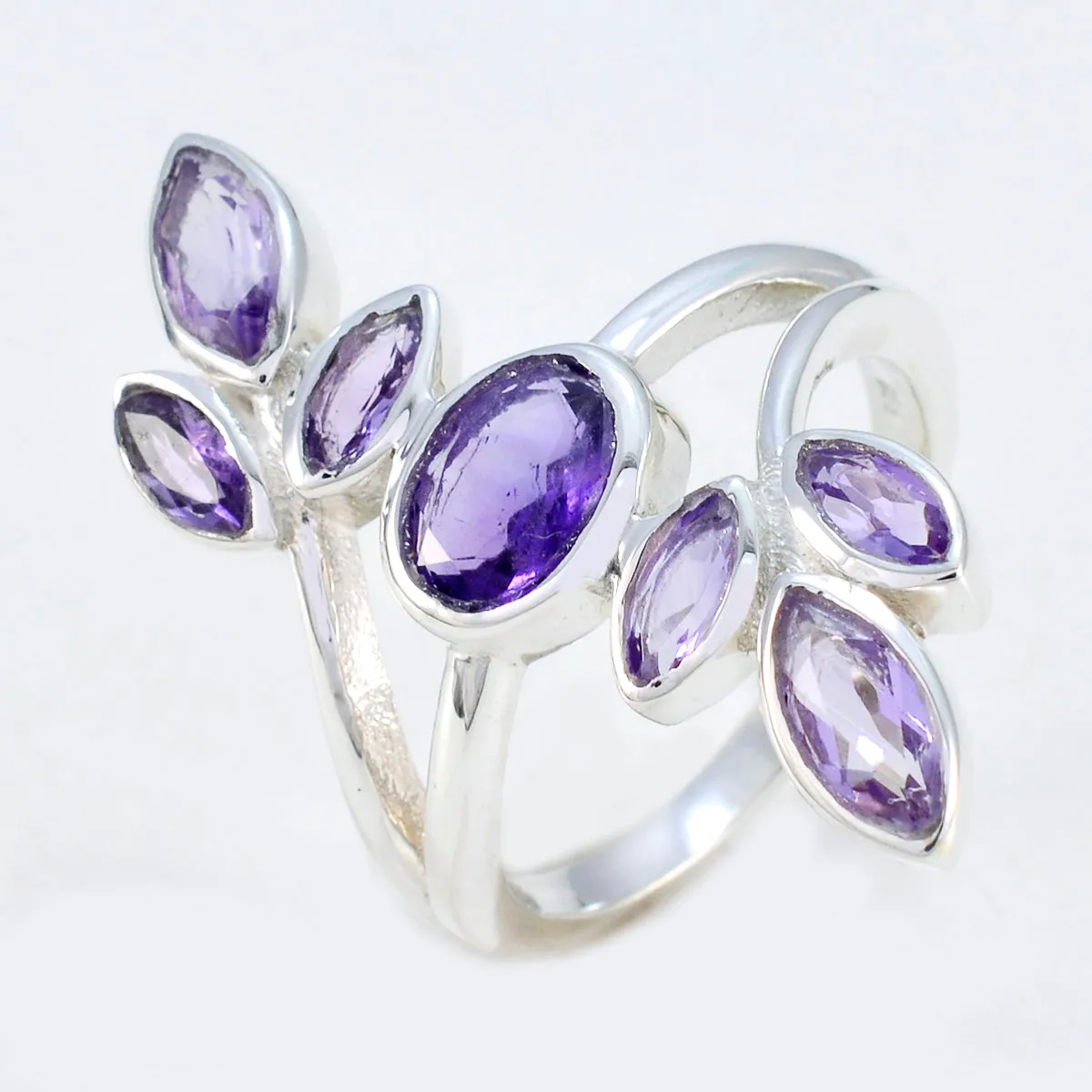 Riyo Captivating Stone Amethyst Solid Silver Ring Famous Jewelry