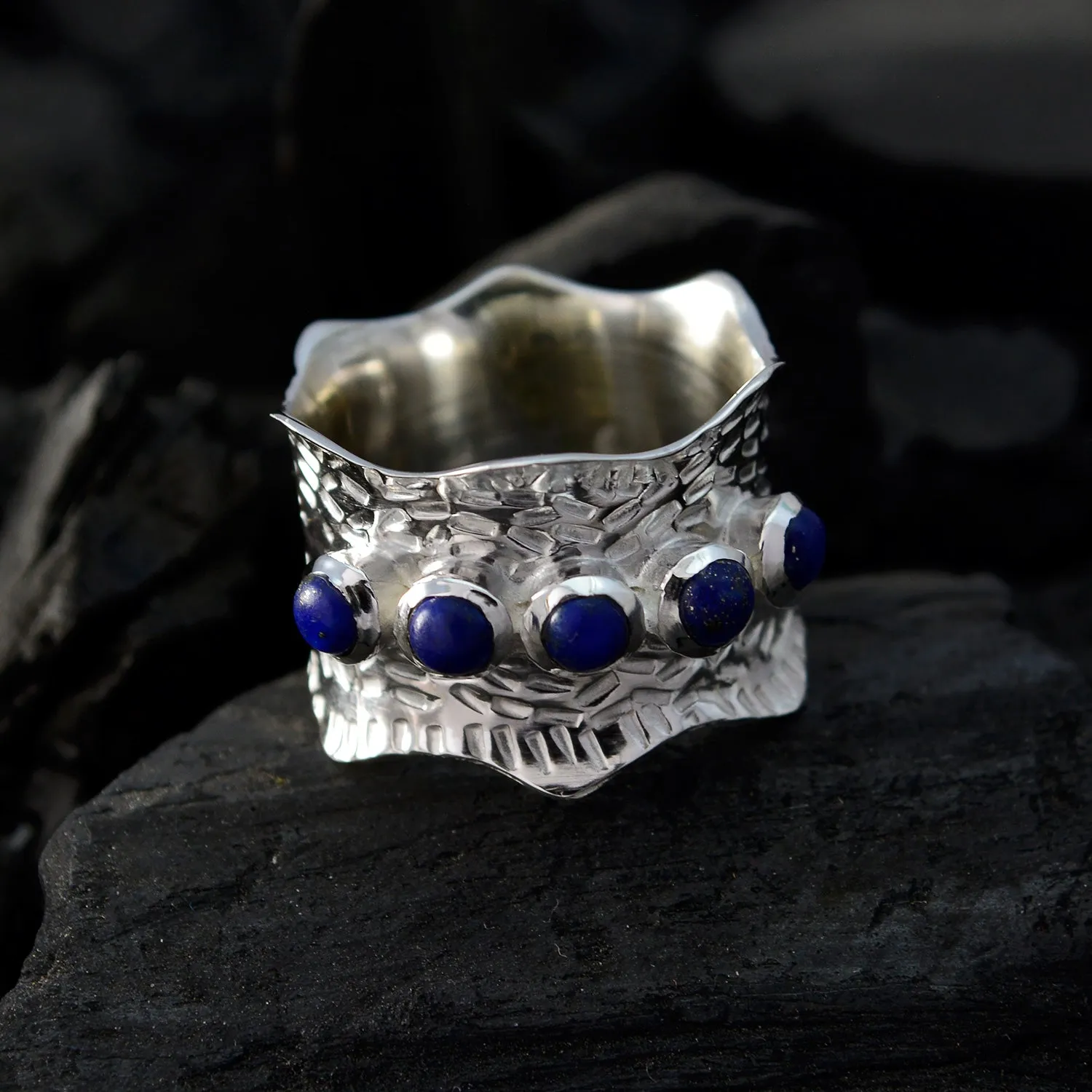 Riyo Delicate Gemstone Lapis Lazuli Sterling Silver Ring Stacking