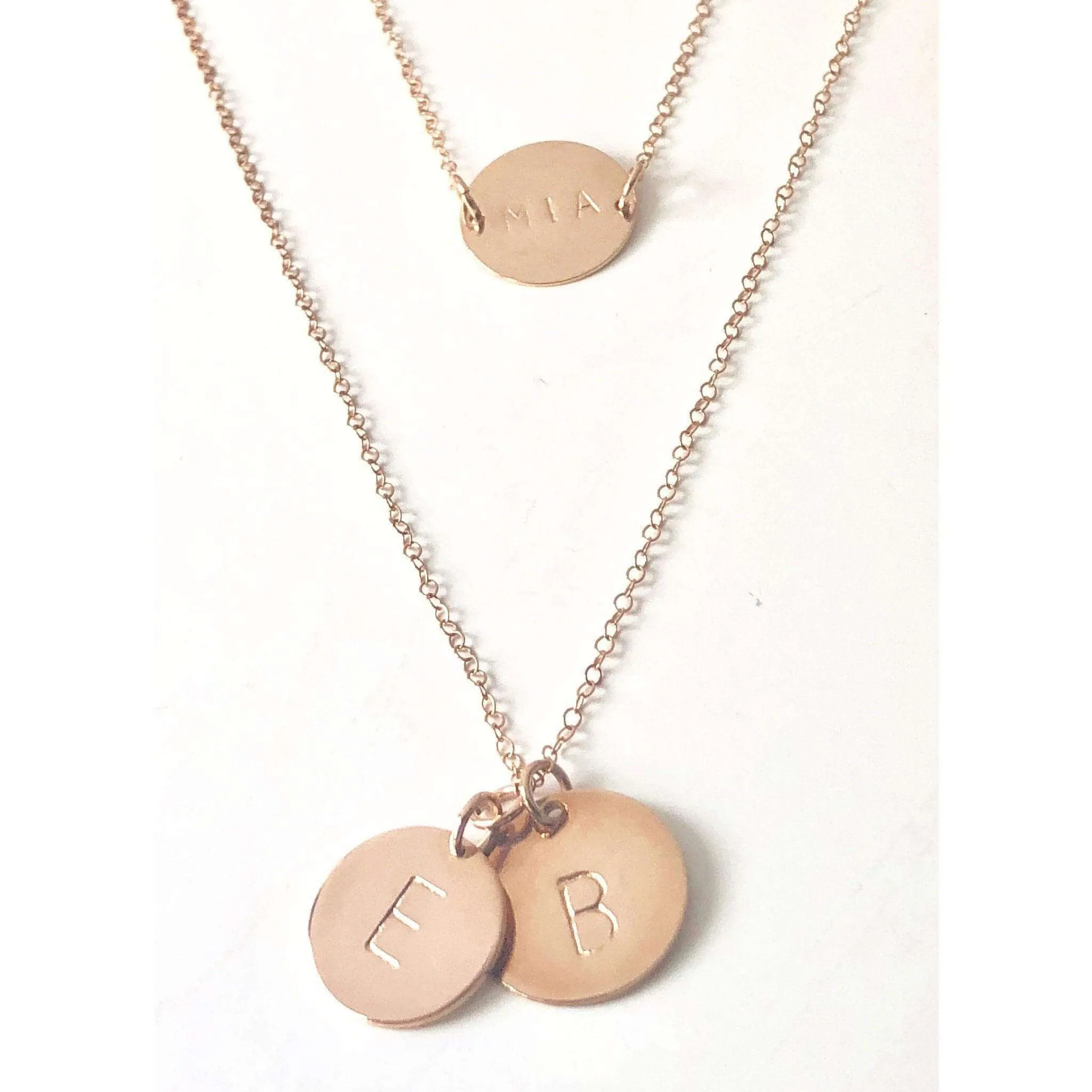 Rose Gold 2 Discs Necklace