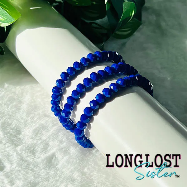 Royal Blue Glass Bead Stretch Bracelet