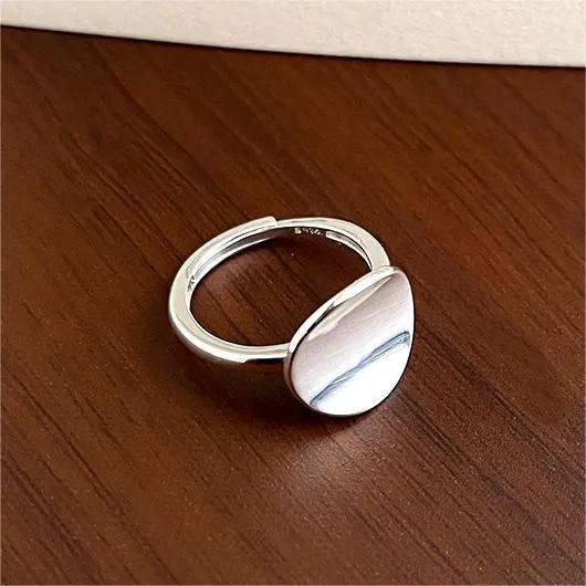 S925 Sterling Silver Oval Polished Plain Ring