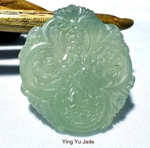 Sale-Chinese Jade Guan Yin Buddha of Compassion Large Pendant (P227)