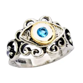 SH021 -Bluenoemi - Eye silver rings for women - Israeli Luck & Protection