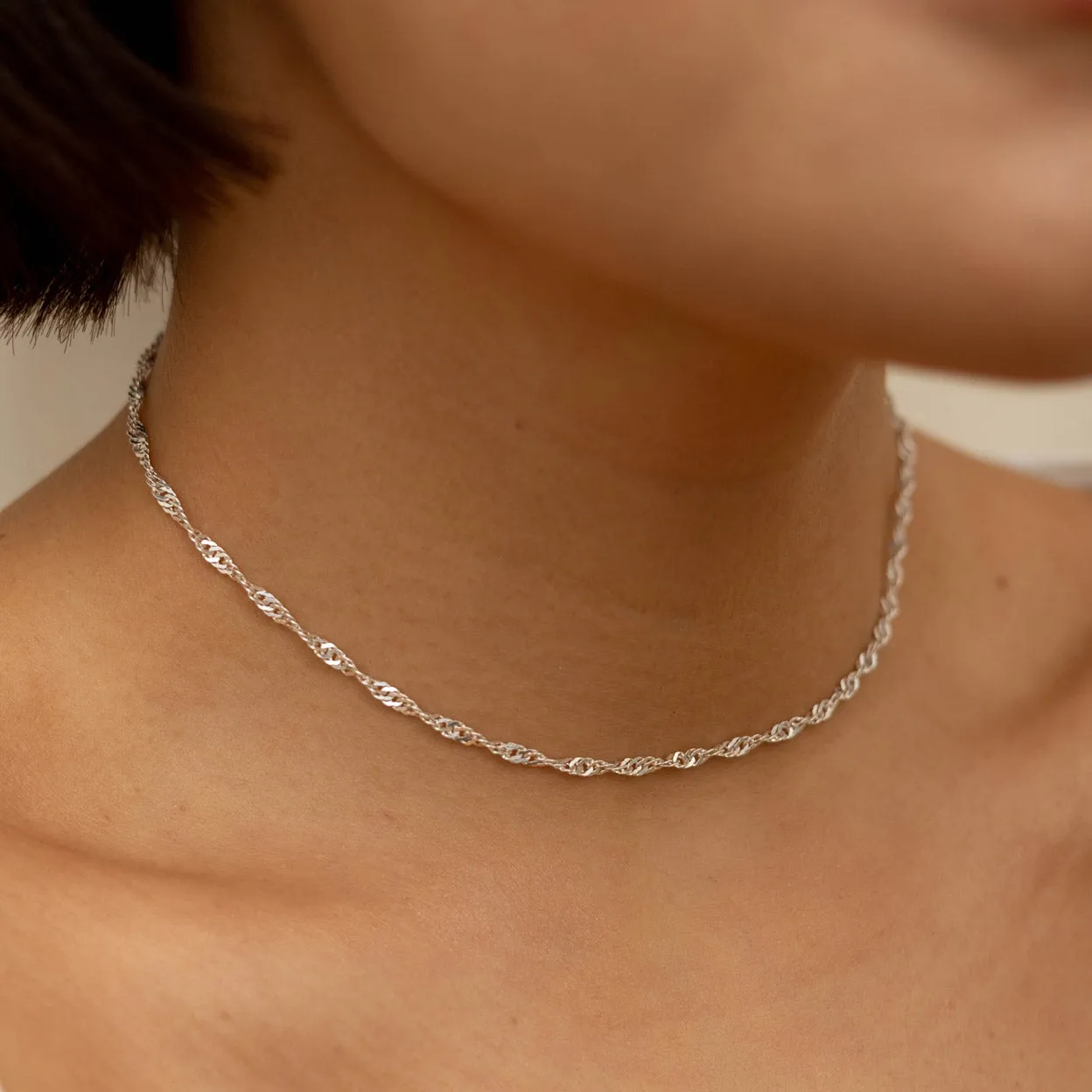 Silver Singapore Necklace Chain