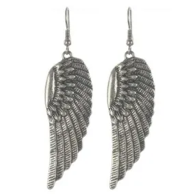 Silver Textured Angel Wings Earrings