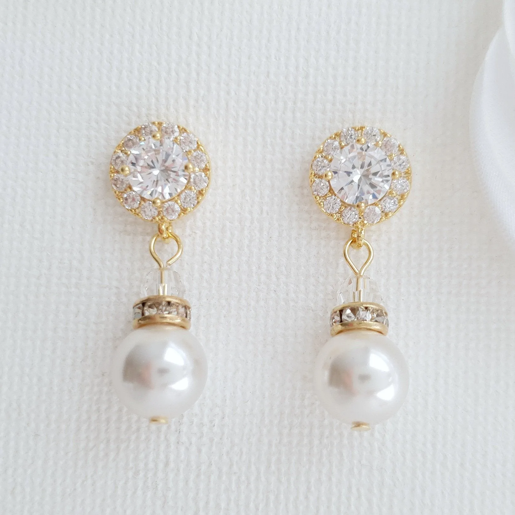 Simple Rose Gold Drop Pearl Earrings- Bronte