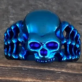 Skull Ring W/ Bones - Blue - R207