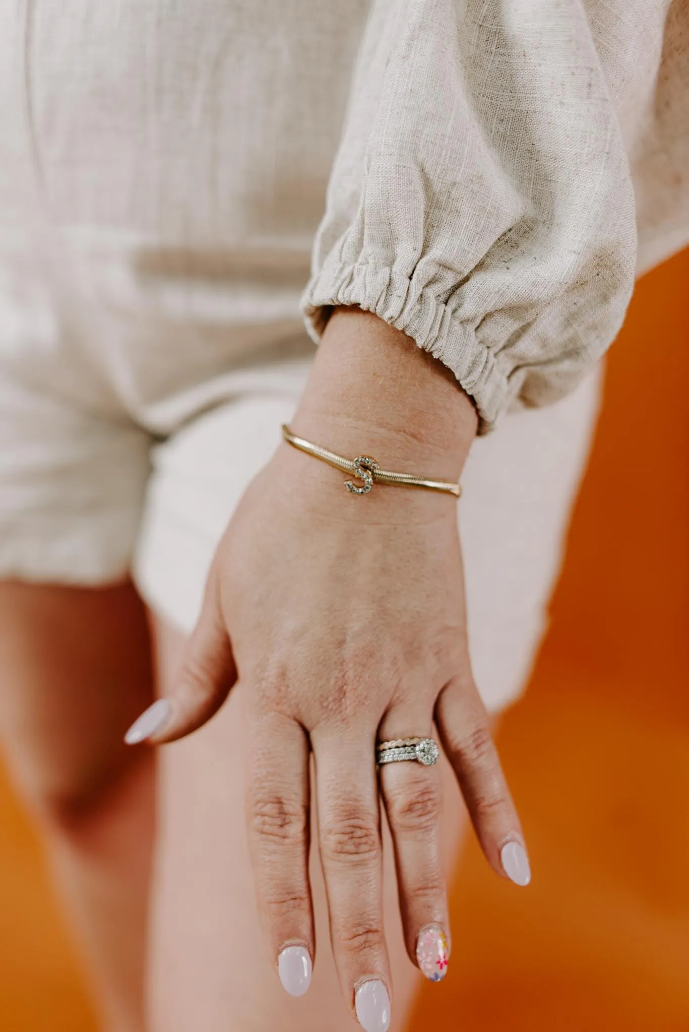 Snake Chain Initial Bracelet| G