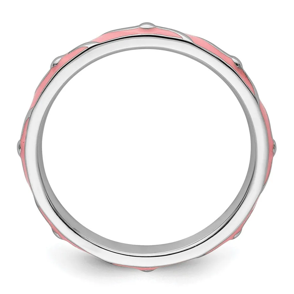 Stackable Expressions Pink Enamel Ring in Sterling Silver