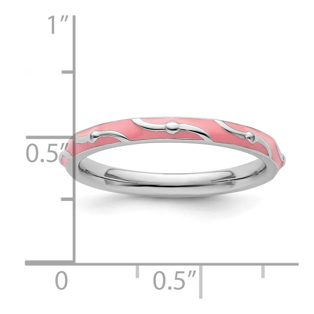 Stackable Expressions Pink Enamel Ring in Sterling Silver