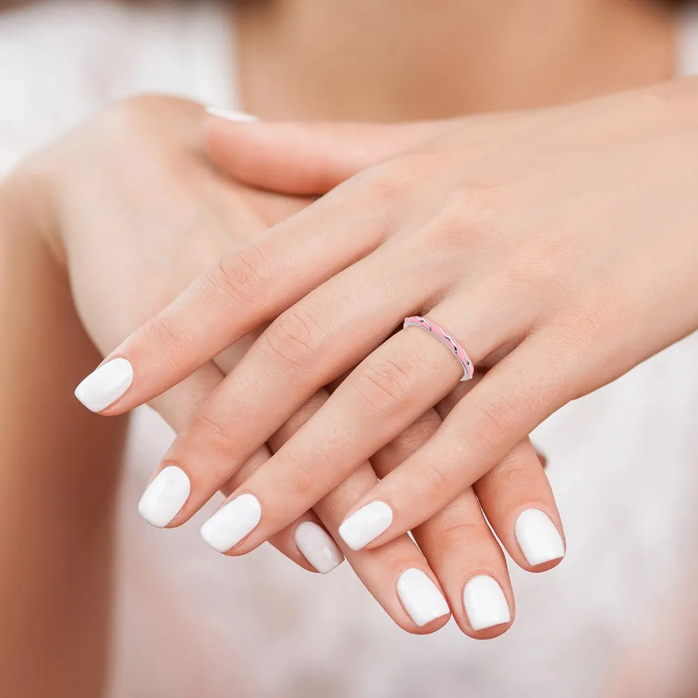 Stackable Expressions Pink Enamel Ring in Sterling Silver