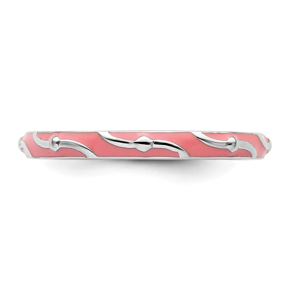 Stackable Expressions Pink Enamel Ring in Sterling Silver