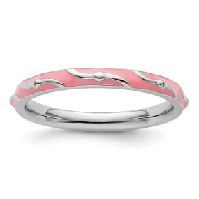 Stackable Expressions Pink Enamel Ring in Sterling Silver