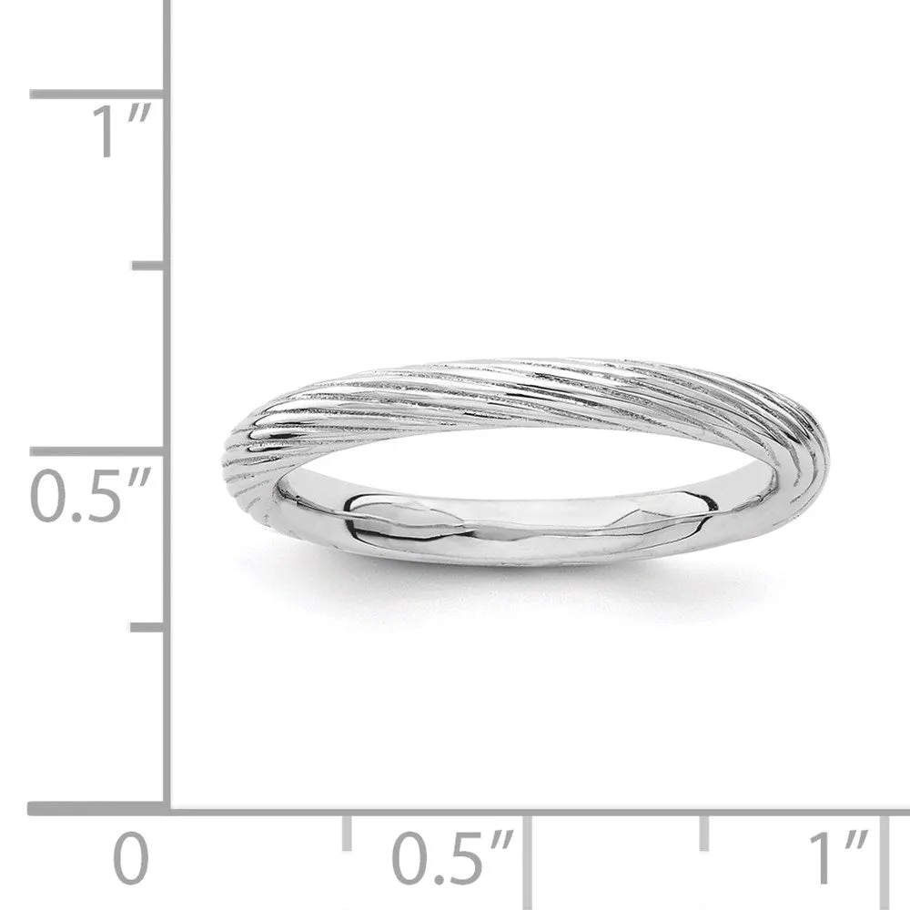 Stackable Expressions Rhodium Textured Ring in Sterling Silver