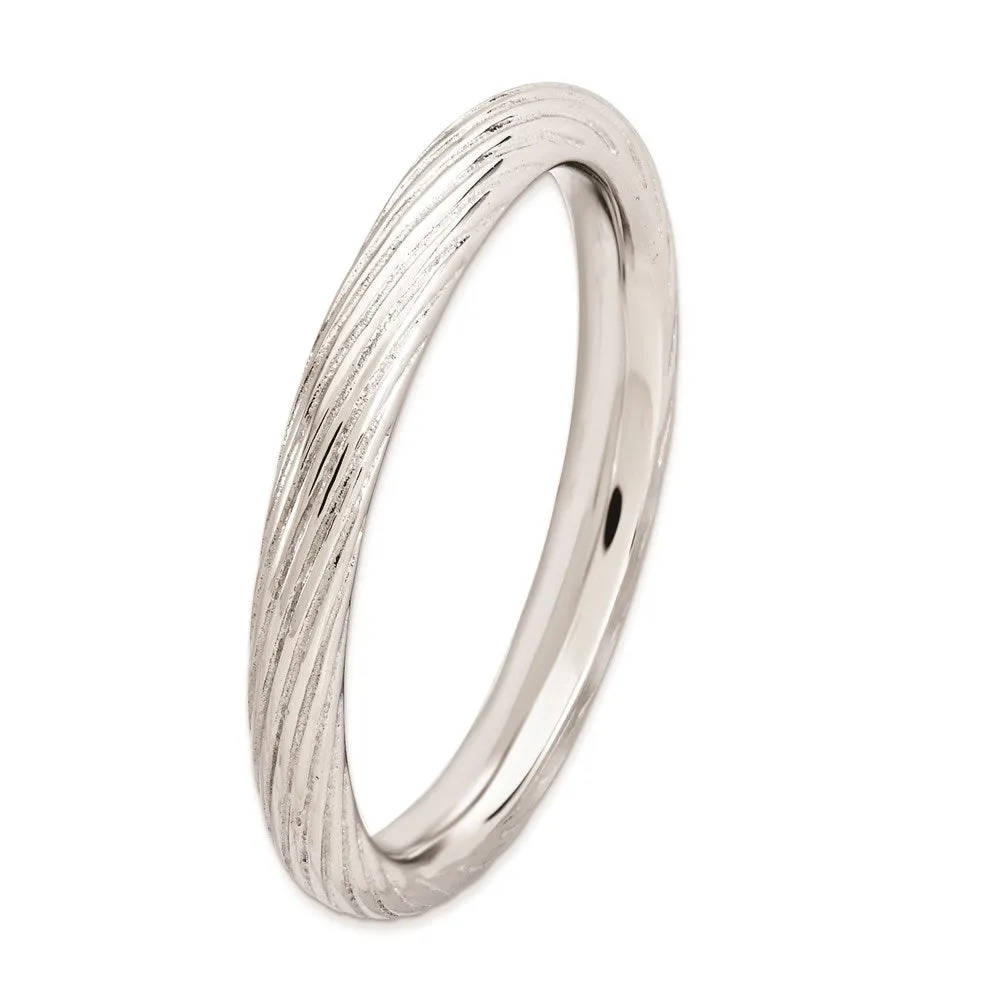 Stackable Expressions Rhodium Textured Ring in Sterling Silver