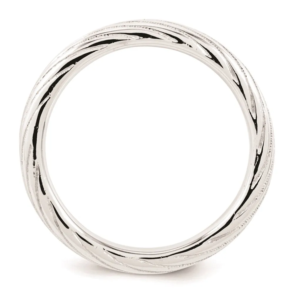 Stackable Expressions Rhodium Textured Ring in Sterling Silver