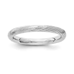 Stackable Expressions Rhodium Textured Ring in Sterling Silver