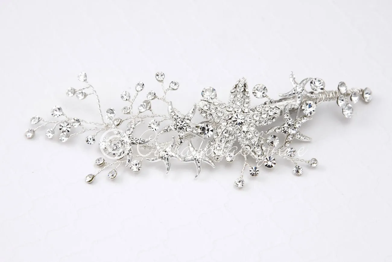 Starfish Wedding Hair Clip with Rhinestones