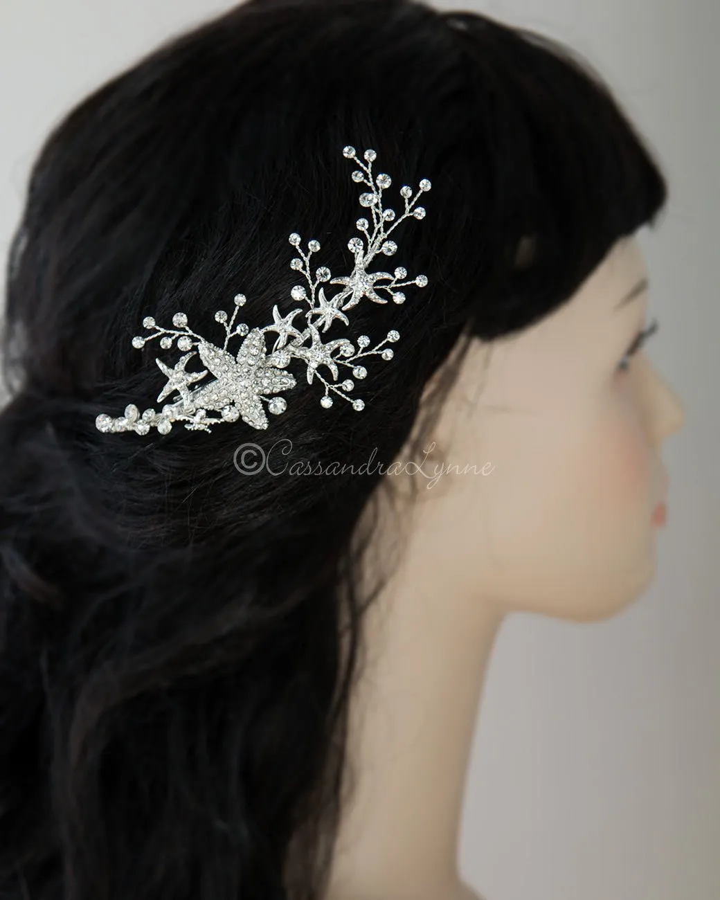 Starfish Wedding Hair Clip with Rhinestones