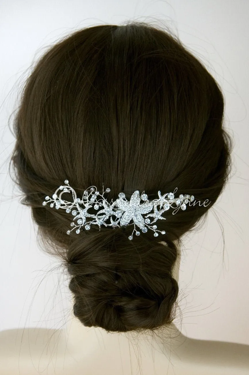 Starfish Wedding Hair Clip with Rhinestones