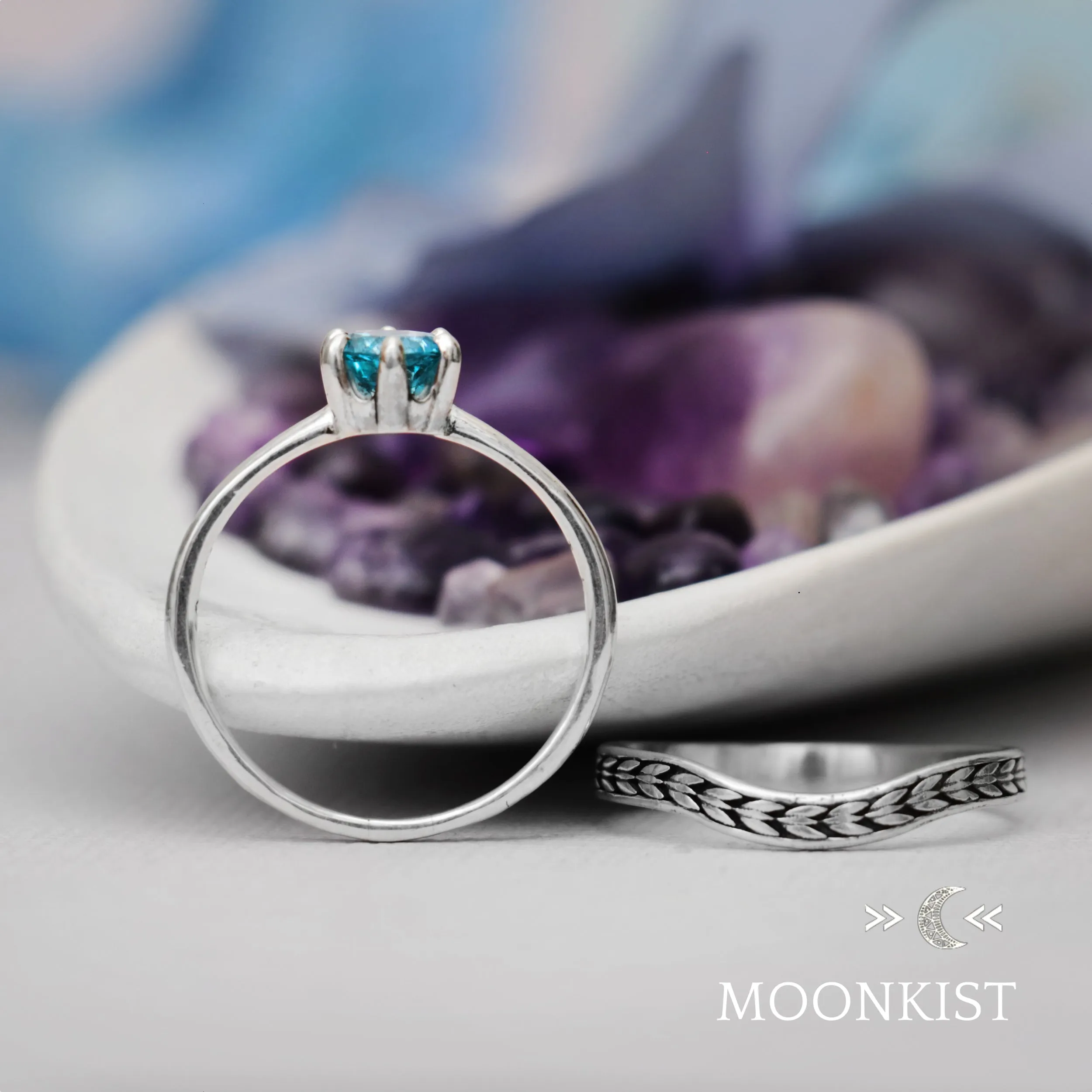 Sterling Silver Arrow Wedding Ring Set  | Moonkist Designs