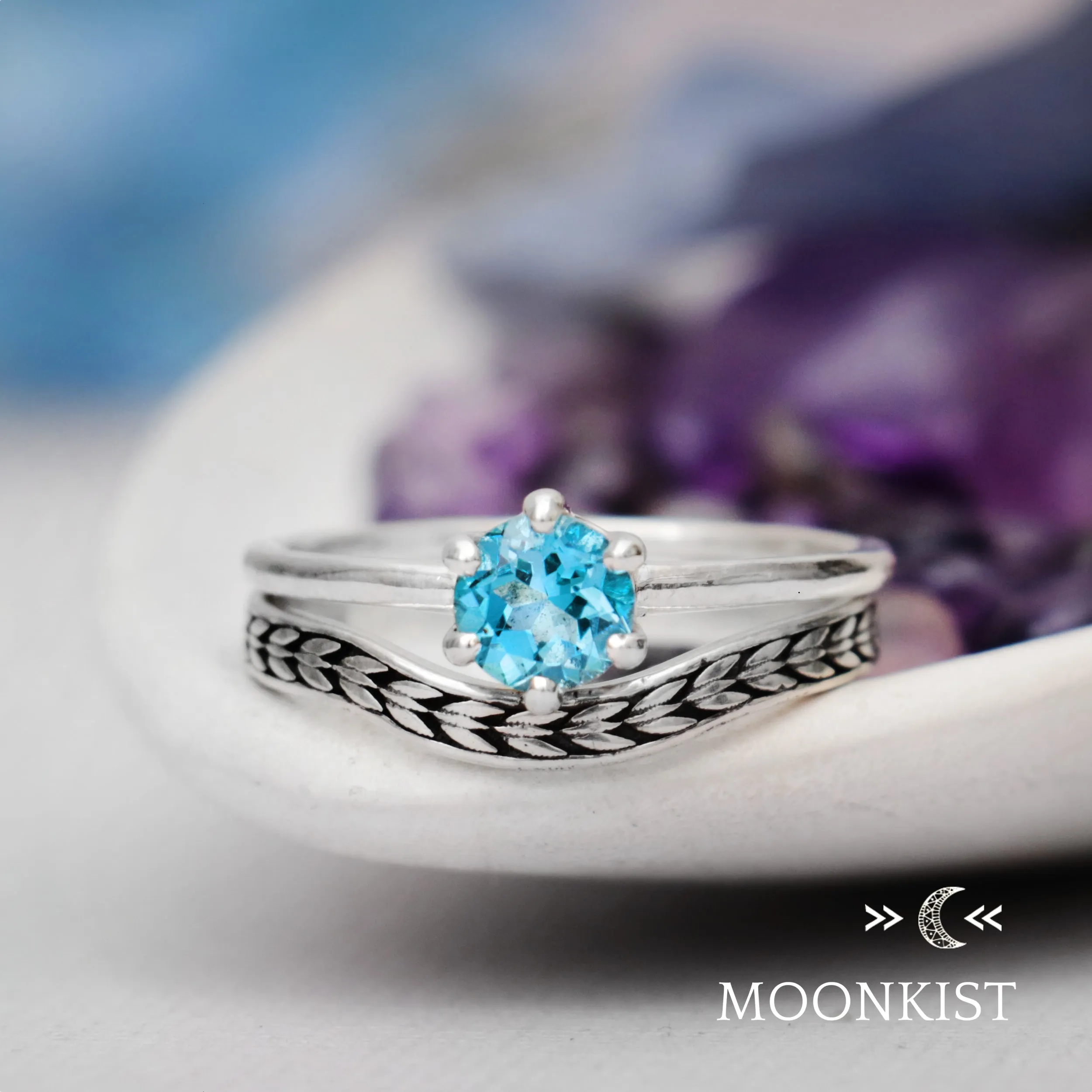 Sterling Silver Arrow Wedding Ring Set  | Moonkist Designs